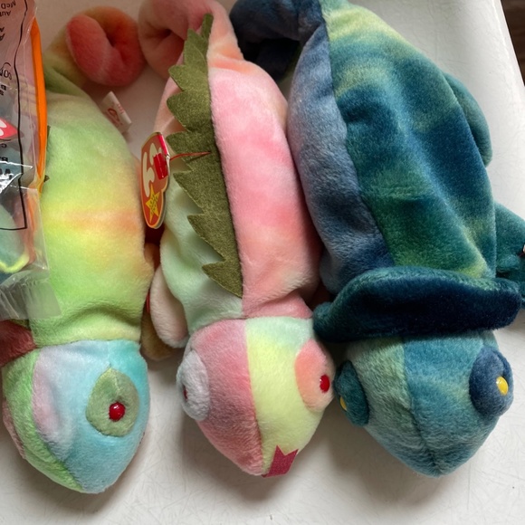 TY Retired Beanie Babies Baby Iguana Lot of 5 + 1 McDonalds - Picture 4 of 5